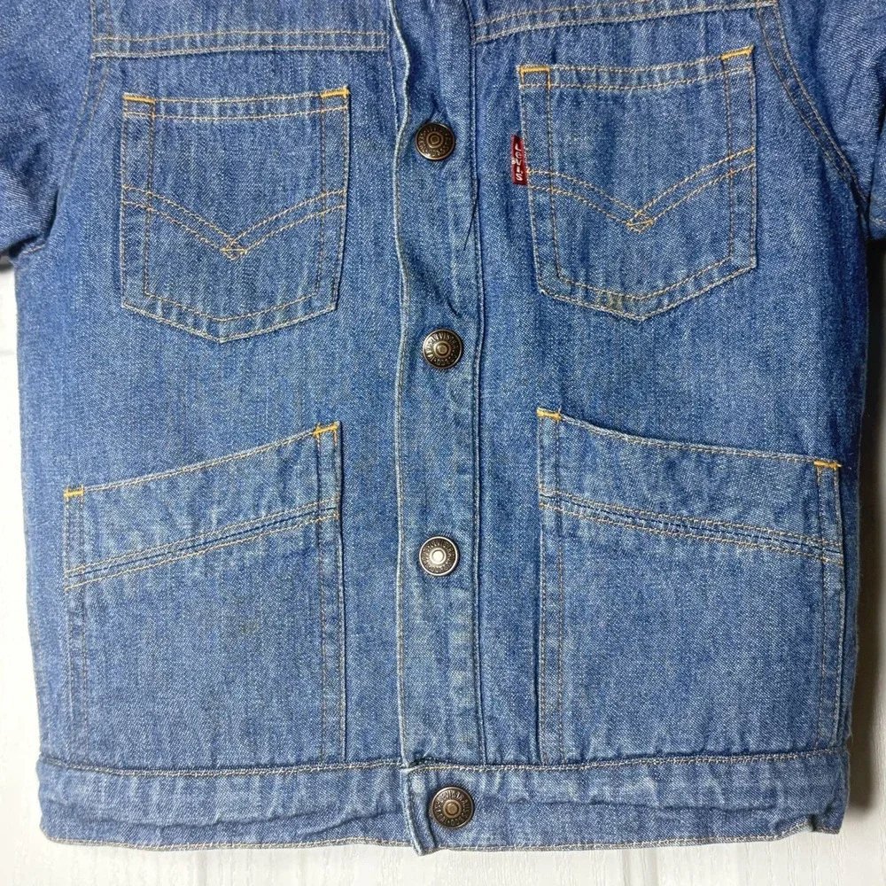 Levi's Sherpa Jacket Toddler Sz 18‎ Mo VTG Blue Denim Cute Pockets Y2K Little
